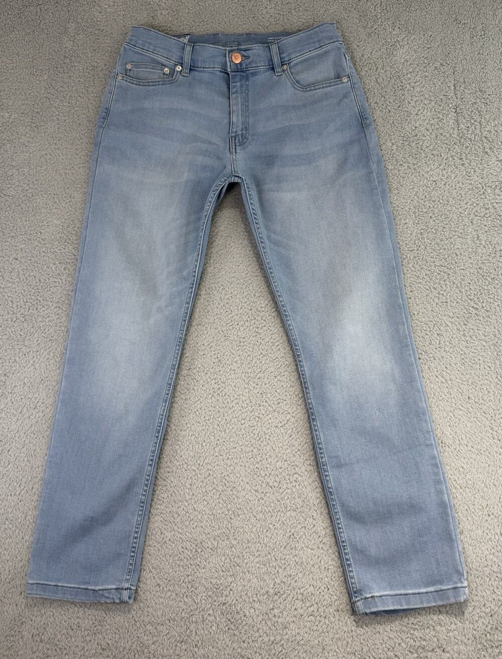 Mugsy Jeans Mens 32x29 Blue PMT Clutch Straight Stretch 5 Pocket Light Wash